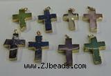 NGP6044 30*40mm - 35*45mm cross mixed gemstone pendants