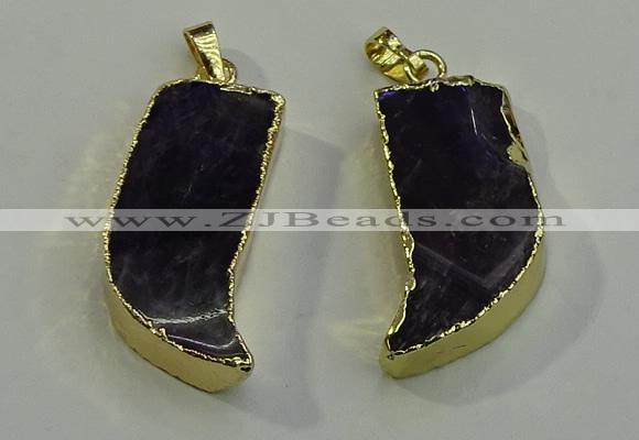 NGP6054 15*40mm - 18*45mm horn amethyst pendants