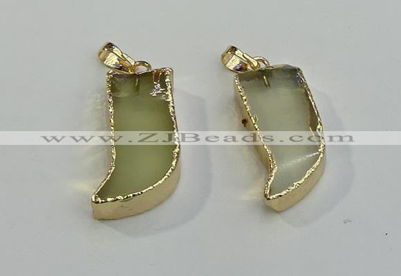 NGP6058 15*40mm - 18*45mm horn lemon quartz pendants