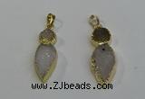 NGP6069 16*40mm - 18*45mm arrowhead druzy agate pendants