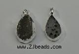 NGP6080 15*25mm – 18*30mm flat teardrop druzy agate pendants