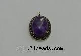 NGP6097 20*25mm - 22*30mm oval amethyst pendants wholesle