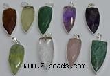 NGP6115 12*35mm - 15*40mm arrowhead mixed gemstone pendants