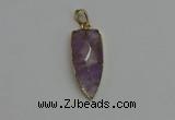 NGP6117 12*35mm - 15*40mm arrowhead amethyst pendants