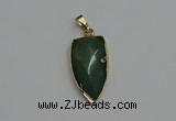 NGP6124 12*35mm - 15*40mm arrowhead green aventurine pendants