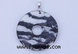 NGP614 5pcs 6*41mm black zebra jasper with brass setting donut pendants