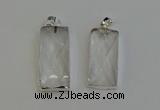 NGP6180 14*30mm - 15*38mm faceted rectangle white crystal pendants