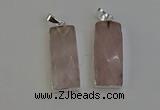 NGP6181 14*30mm - 15*38mm faceted rectangle rose quartz pendants