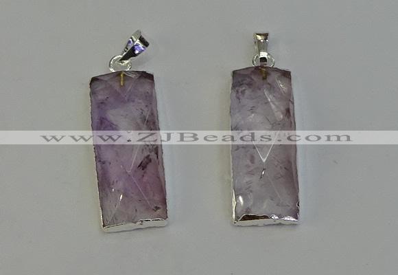 NGP6182 14*30mm - 15*38mm faceted rectangle light amethyst pendants