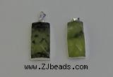NGP6184 14*30mm - 15*38mm faceted rectangle green rutilated quartz pendants