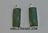 NGP6185 14*30mm - 15*38mm faceted rectangle green aventurine pendants