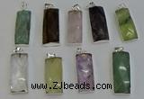 NGP6195 14*30mm - 15*38mm faceted rectangle mixed gemstone pendants