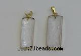 NGP6198 14*30mm - 15*38mm faceted rectangle white crystal pendants