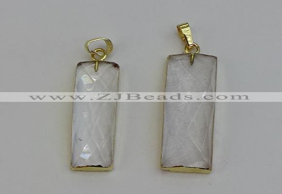 NGP6198 14*30mm - 15*38mm faceted rectangle white crystal pendants