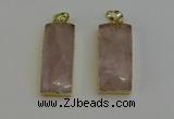 NGP6199 14*30mm - 15*38mm faceted rectangle rose quartz pendants