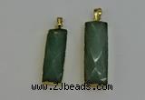 NGP6203 14*30mm - 15*38mm faceted rectangle green aventurine pendants