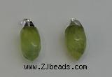 NGP6223 12*28mm - 15*30mm faceted bullet green rutilated quartz pendants