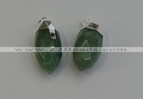 NGP6227 12*28mm - 15*30mm faceted bullet green aventurine pendants