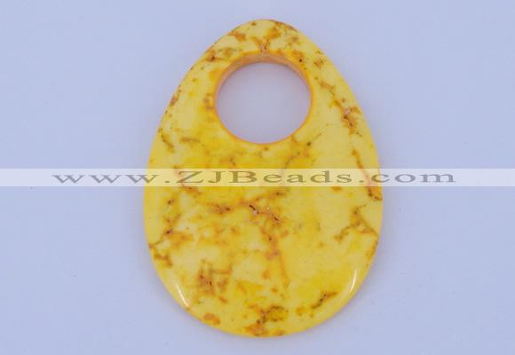 NGP623 5pcs 45*62mm flat teardrop yellow agate gemstone pendants