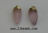 NGP6236 12*28mm - 15*30mm faceted bullet rose quartz pendants