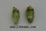 NGP6239 12*28mm - 15*30mm faceted bullet green rutilated quartz pendants