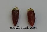 NGP6242 12*28mm - 15*30mm faceted bullet red rabbit hair pendants