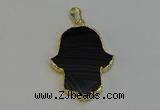 NGP6261 22*40mm - 25*45mm hamsahand agate gemstone pendants