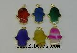 NGP6263 22*40mm - 25*45mm hamsahand agate gemstone pendants