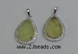 NGP6332 25*30mm teardrop lemon quartz pendants wholesale