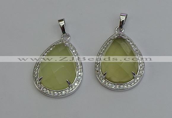 NGP6332 25*30mm teardrop lemon quartz pendants wholesale