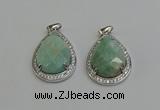 NGP6338 25*30mm teardrop amazonite gemstone pendants wholesale