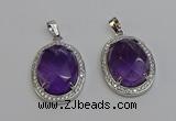 NGP6354 25*30mm oval amethyst gemstone pendants wholesale