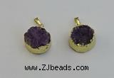 NGP6404 20mm - 22mm coin druzy amethyst pendants wholesale