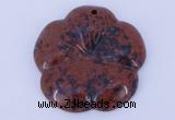 NGP643 5pcs 6*40mm flower mahogany obsidian gemstone pendants