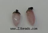 NGP6431 12*24mm - 15*30mm faceted bullet rose quartz pendants