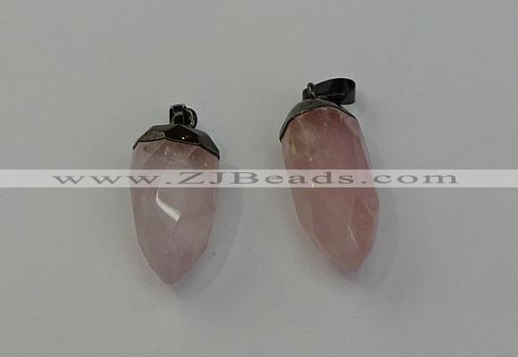 NGP6431 12*24mm - 15*30mm faceted bullet rose quartz pendants