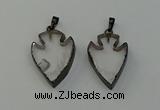 NGP6450 22*28mm - 25*35mm arrowhead white crystal pendants