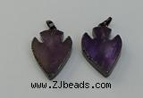 NGP6455 22*28mm - 25*35mm arrowhead amethyst gemstone pendants