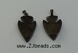 NGP6458 22*28mm - 25*35mm arrowhead smoky quartz pendants