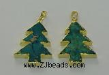 NGP6578 30*40mm - 32*40mm Christmas tree sea sediment jasper pendants