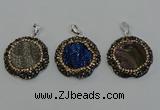 NGP6598 28mm - 30mm flower plated druzy agate gemstone pendants