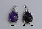 NGP6609 22*30mm faceted teardrop amethyst gemstone pendants