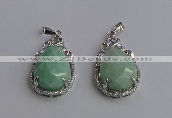 NGP6615 22*30mm faceted teardrop amazonite gemstone pendants