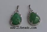 NGP6616 22*30mm faceted teardrop green aventurine gemstone pendants