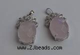 NGP6629 18*25mm faceted oval rose quartz gemstone pendants