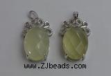 NGP6633 18*25mm faceted oval lemon quartz gemstone pendants