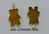 NGP6660 22*38mm Animal or V-shaped agate gemstone pendants