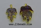 NGP6689 25*30mm - 30*40mm leaf agate gemstone pendants wholesale