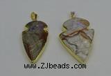 NGP6693 20*35mm - 30*45mm arrowhead agate gemstone pendants