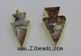 NGP6695 20*40mm - 25*45mm arrowhead agate gemstone pendants